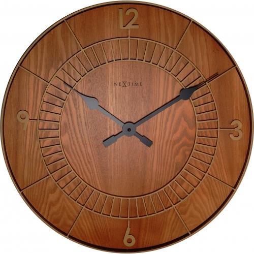 Nextime Nextime Klok 3113BR Round de madera, Ø50 cm, pared, marrón