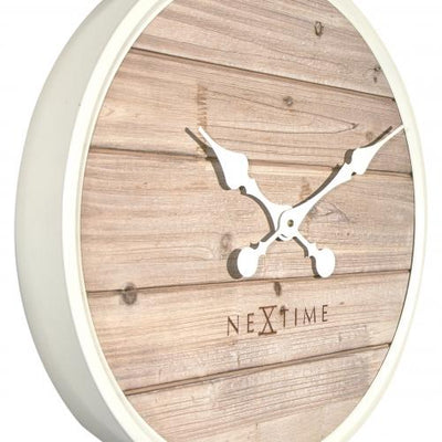 Nextime Nextime Klok 3134wi Plank, Ø50 cm, muro, bianco