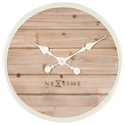 Nextime klok 3134wi plank, ø50 cm, wall, white