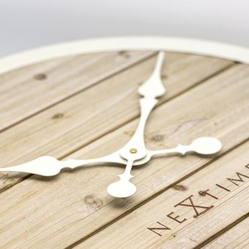 Nextime nextime klok 3134wi plank, ø50 cm, wall, white