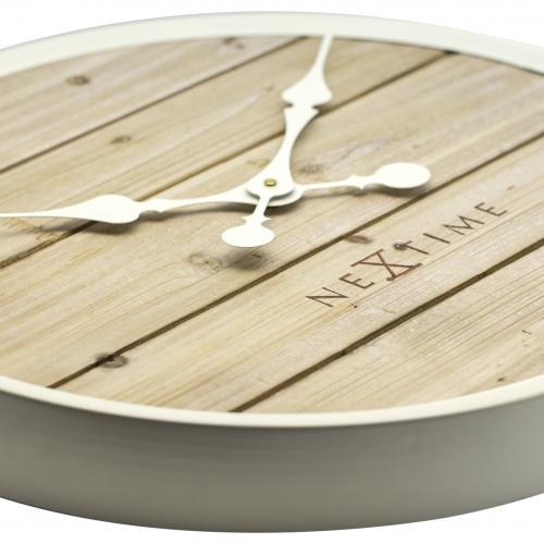 Nextime nextime klok 3134wi plank, ø50 cm, wall, white