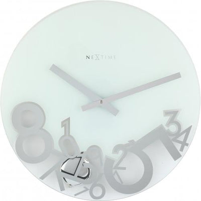 Nextime Nextime Klok 8115 caduto, Ø43 cm, muro, argento