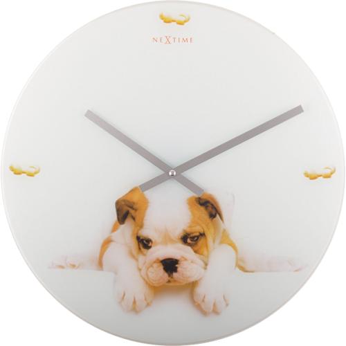 Nextime nextime klok 8136 puppy, ø43 cm, wall, white beige