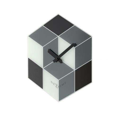 Nextime Nextime Klok 8171 Cúbico, 43.5x37 cm, pared, negro blanco gris
