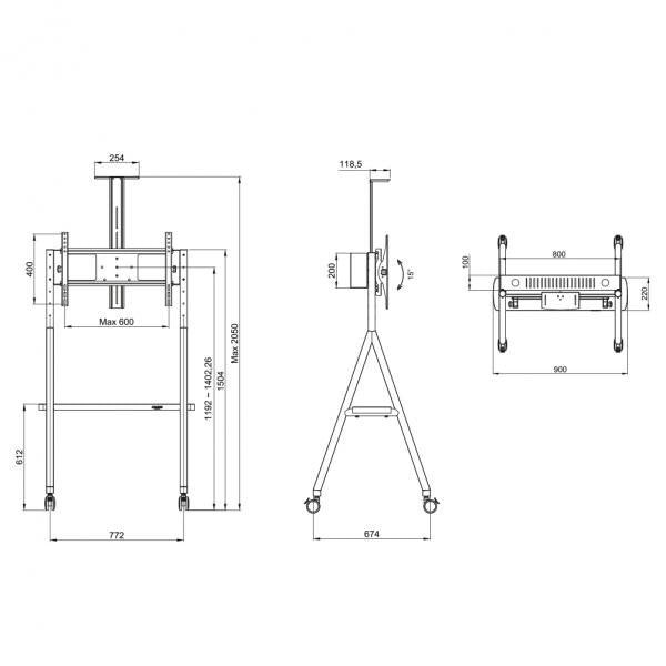 Neomounts neomounts ns-m1500black flat screen floor stand, 50 kg, 32-65 , 200x200 600x400 mm, blac