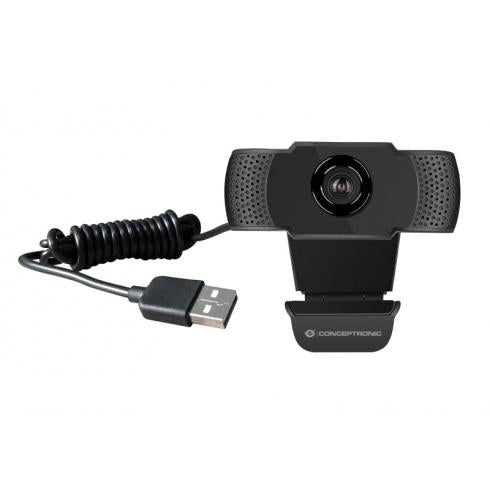 Conceptronic AMDIS01B Webcam Full HD con microfono, USB, 2 MP, 1920 x 1080p 30 fps, H.264, 90 °