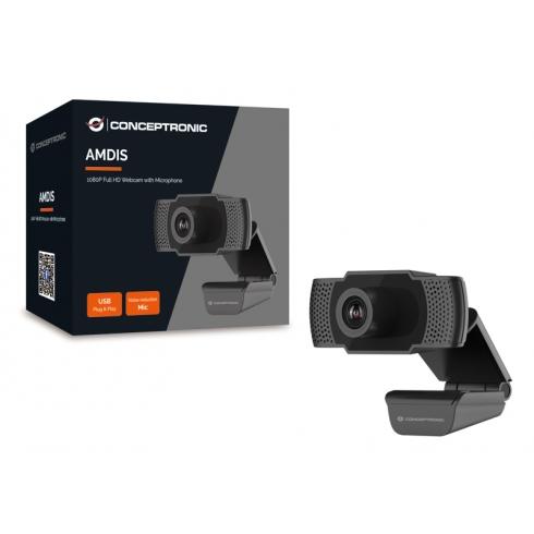 Conceptronic AMDIS01B Webcam Full HD con microfono, USB, 2 MP, 1920 x 1080p 30 fps, H.264, 90 °