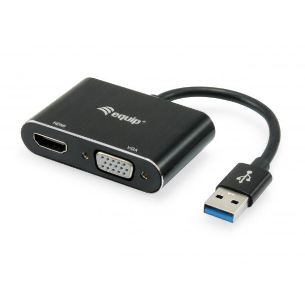 Equipaggiamento equipaggiamento 133386 USB all'adattatore VGA HDMI, USB 3.2 Gen 1 Type-A, Output HDMI, 1920 x 1080 pixel