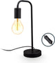 B.k.licht - zwarte tafellamp - met industriële retro design - metalen bedlamp - netstroom - e27 fitting - h.: 38cm
