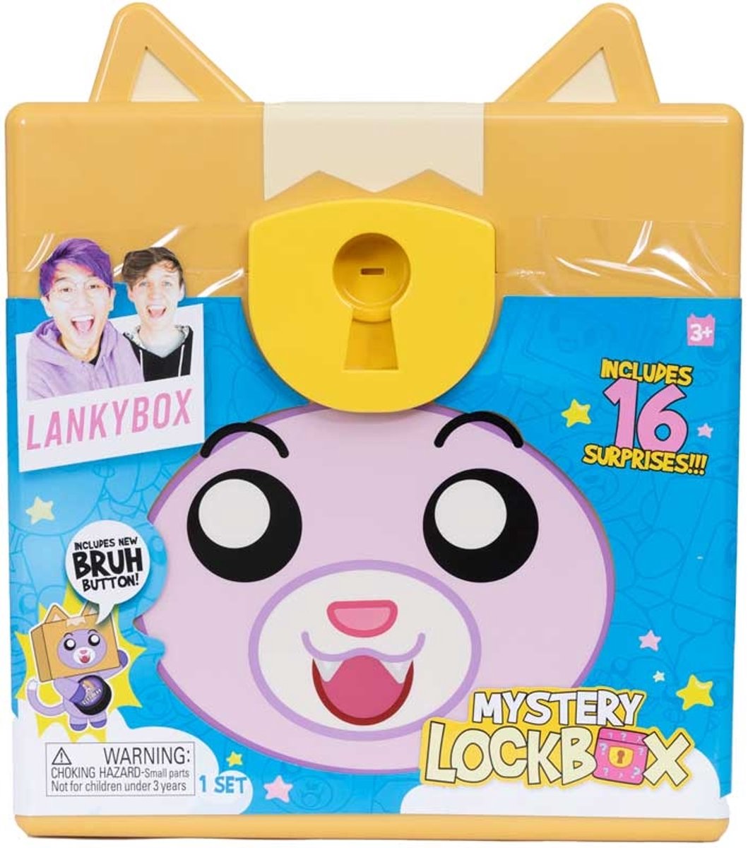 Cassetta di sicurezza misteriosa Lankybox giocattolo con sorprese e adesivi.