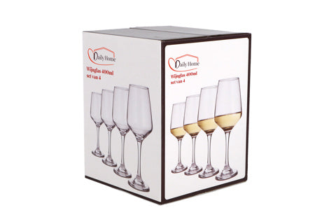 Bicchiere da vino quotidiano per la casa da 400 ml, set da 4 | 6 pezzi