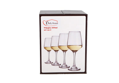 Daily home wijnglazen 400 ml 4 stuks transparant