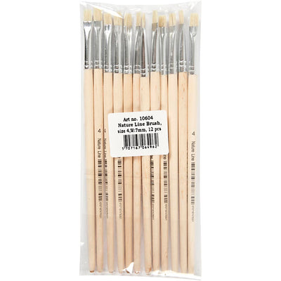 Cepillos de madera n.º 4, mango corto, 12 uds.