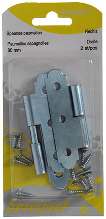 Mack 1013258 - 2 bisagras españolas derecha galvanizadas h 80 x w 45mm | 5 piezas
