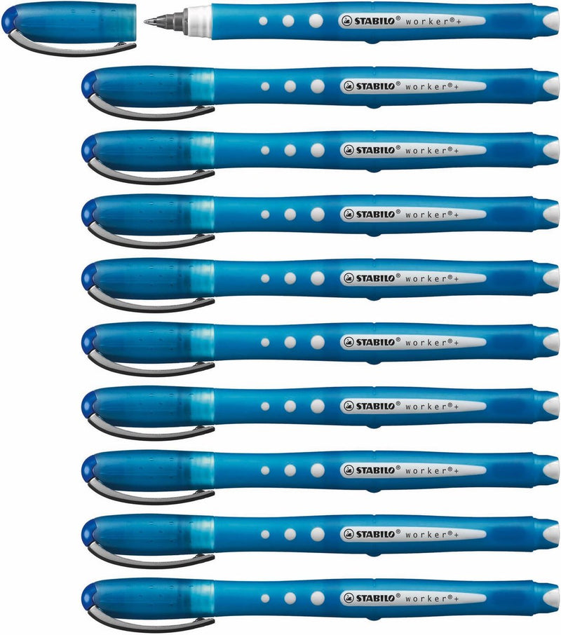 Stabilo worker+ colorful - rollerball 0.5 mm - blauw - doos 10 stuks