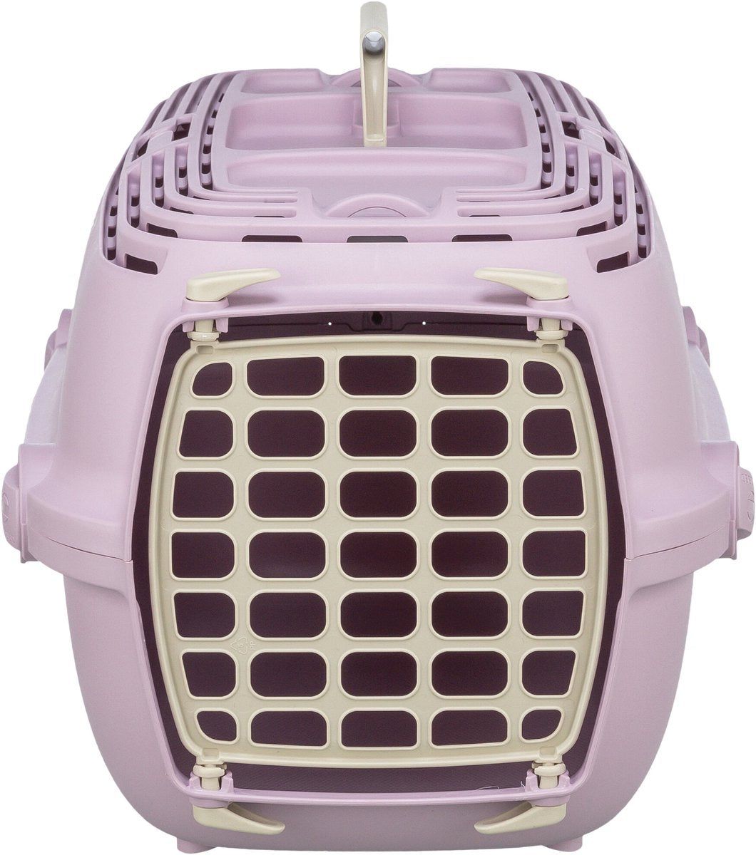 Trixie cesta de viaje - rosa, apta para hasta 6 kg - 48x30x32 cm, asa y cierre giratorio