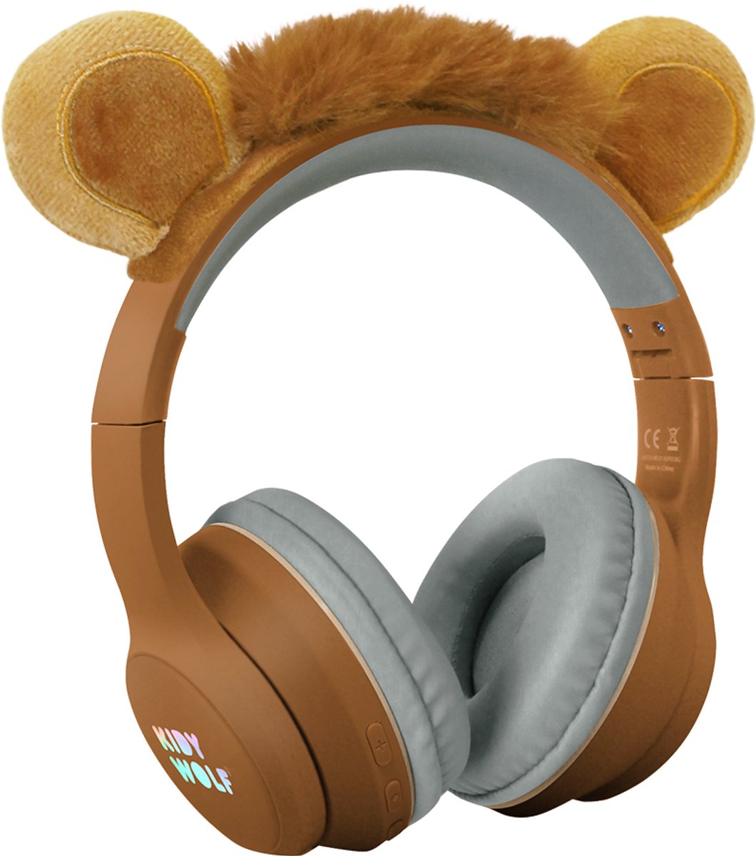 Kidywolf kidyears auriculares para niños león - 85db, conector Bluetooth, plegables, orejas magnéticas, 4+