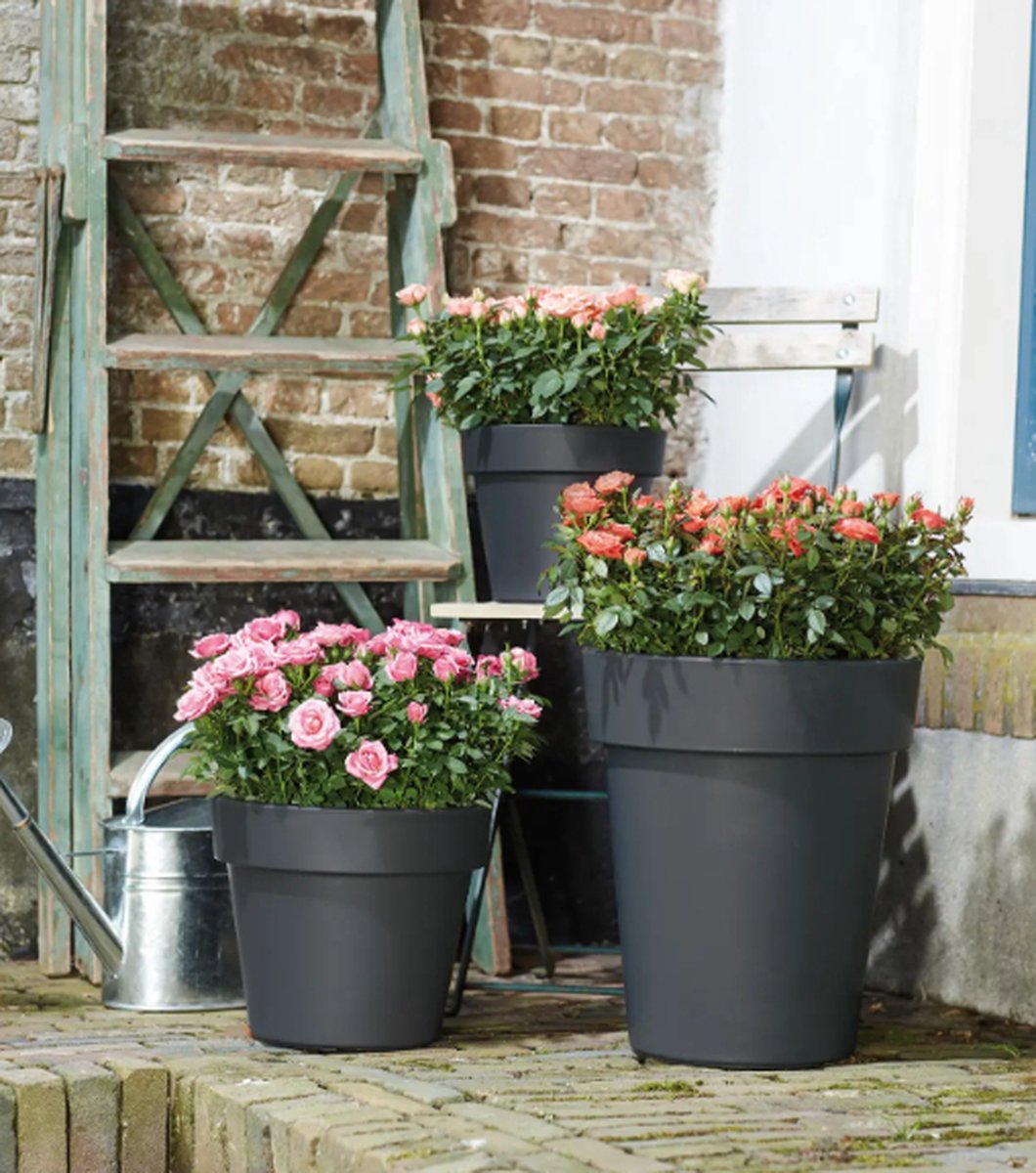 Elho green basics top planter 40 - macetero para exterior - ø 39,0 x h 33,0 cm - living black