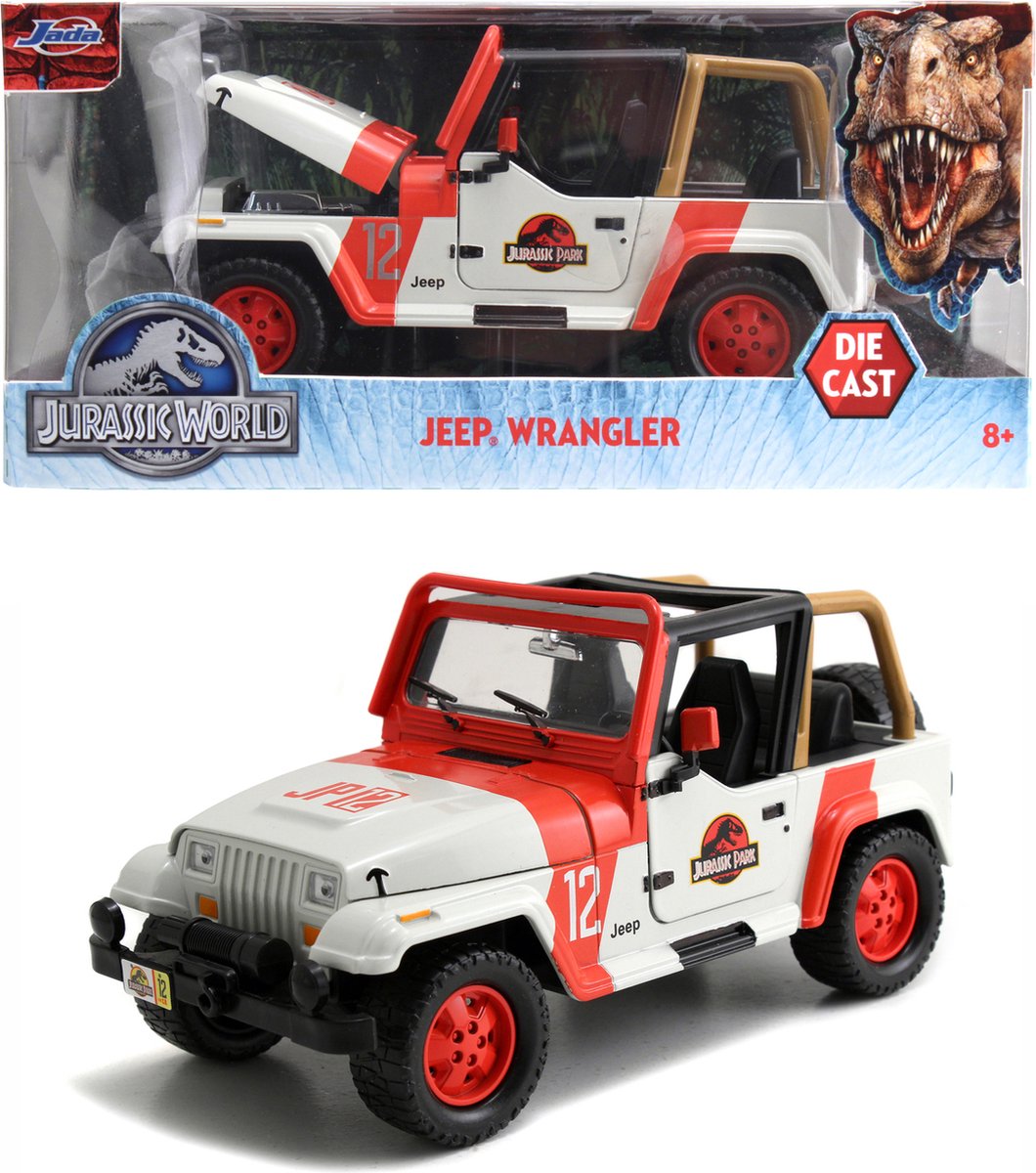 Jada toys - jurassic world 1992 - jeep wrangler - 1 24