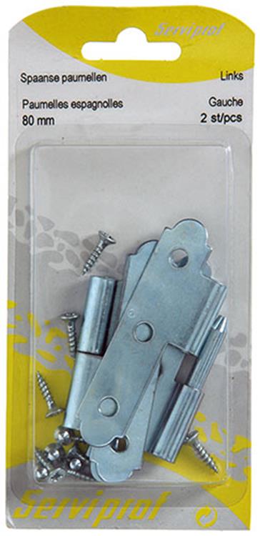 Mack 1013257 - 2 bisagras españolas izquierda galvanizadas h 80 x w 45mm | 5 piezas