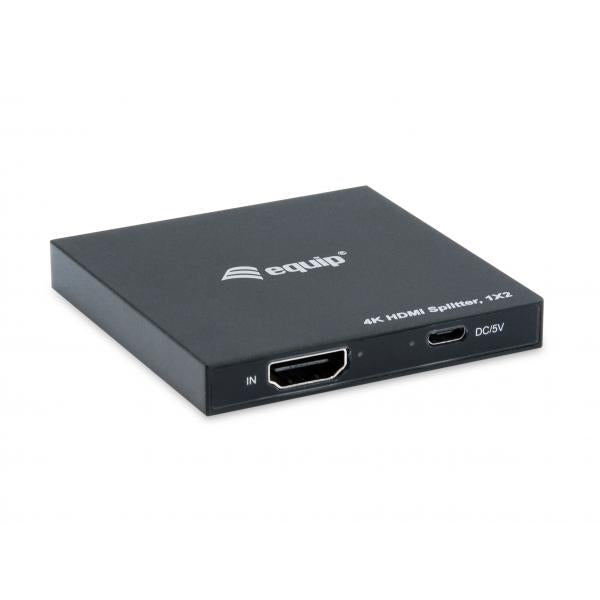 Equipaggia 332715 Ultra Slim 2-Port HDMI Splitter, 3840 x 2160p, 4K Ultra HD, Power-By-USB, Black