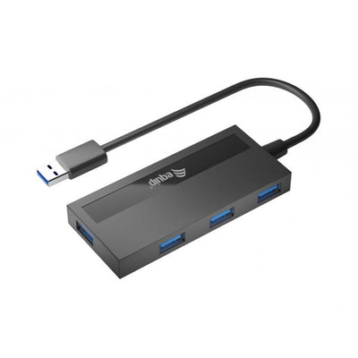 Equipaggia 128956 Hub USB 3.0 a 4 porte con adattatore USB-C, USB 3.2 Gen 1 Type-A, 5000 Mbit S, Black