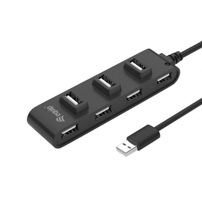 Equipaggia 128957 Hub USB 2.0 a 7 porte, USB 2.0, USB 2.0, 480 Mbit S, Black