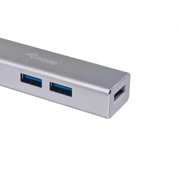 Equipaggiare 128958 USB-C a Hub USB 3.0 a 4 porte, USB 3.2 Gen 1 Type-C, Type-A, 5000 Mbit, Silver