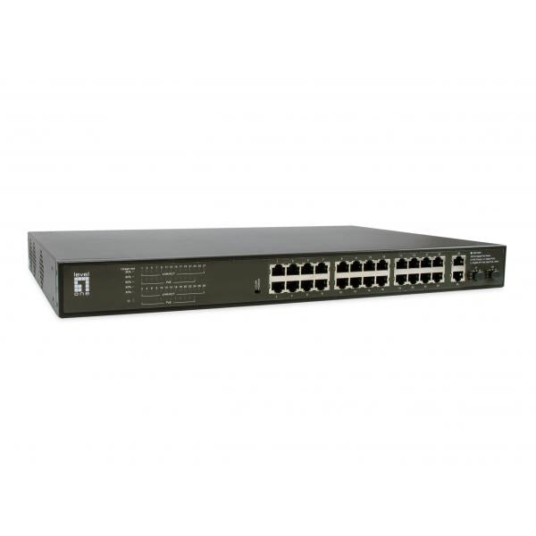 Levelone Levelone GEP-2821 Switch Poe Gigabit a 28 porte, output POE 24x, 2x Gigabit RJ45, 2x Gigabit SFP, 1U