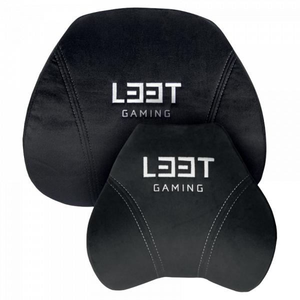 L33T Gaming L33T Gaming 160382 Juego de cojín de silla de juego de lujo, espuma de memoria, terciopelo, ultra suave, negro