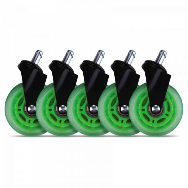 L33T Gaming 160531 Releras de goma de 3 pulgadas, verde, 5pcs