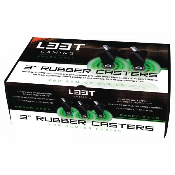 L33T Gaming 160531 Releras de goma de 3 pulgadas, verde, 5pcs