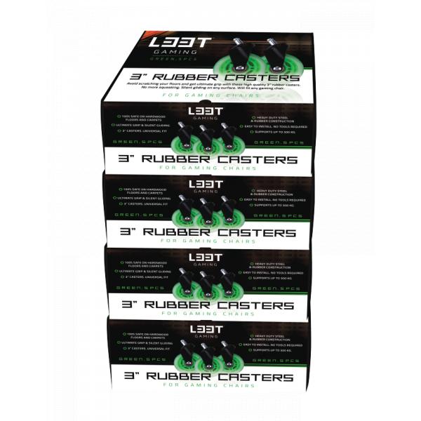 L33T Gaming 160531 Releras de goma de 3 pulgadas, verde, 5pcs