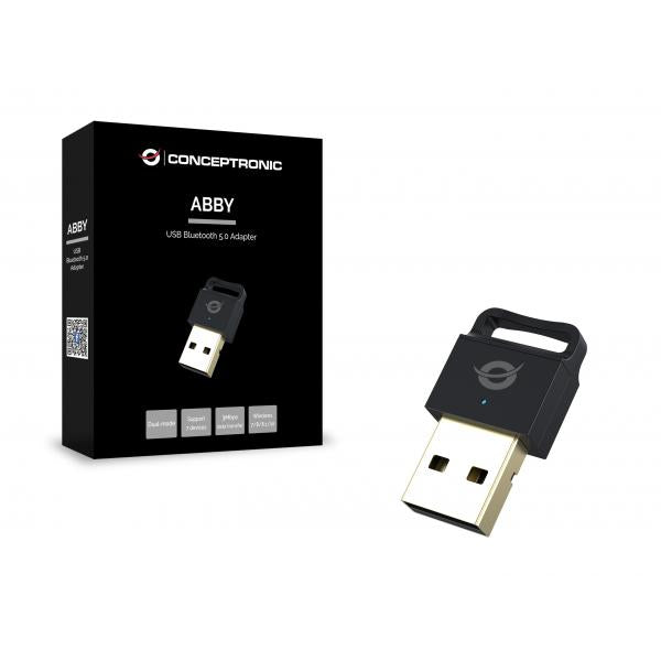 Conceptronic ABBY06B ABBY USB Bluetooth 5.0 Adapter, Wireless, USB, Bluetooth, 3 Mbit S, Black