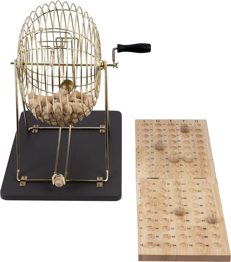 Molino de deriva Engelhart completo - con tablero de control de madera 90 bolas de madera - cesta de metal ø 30 cm - juego completo de deriva para noches de juego en casa -