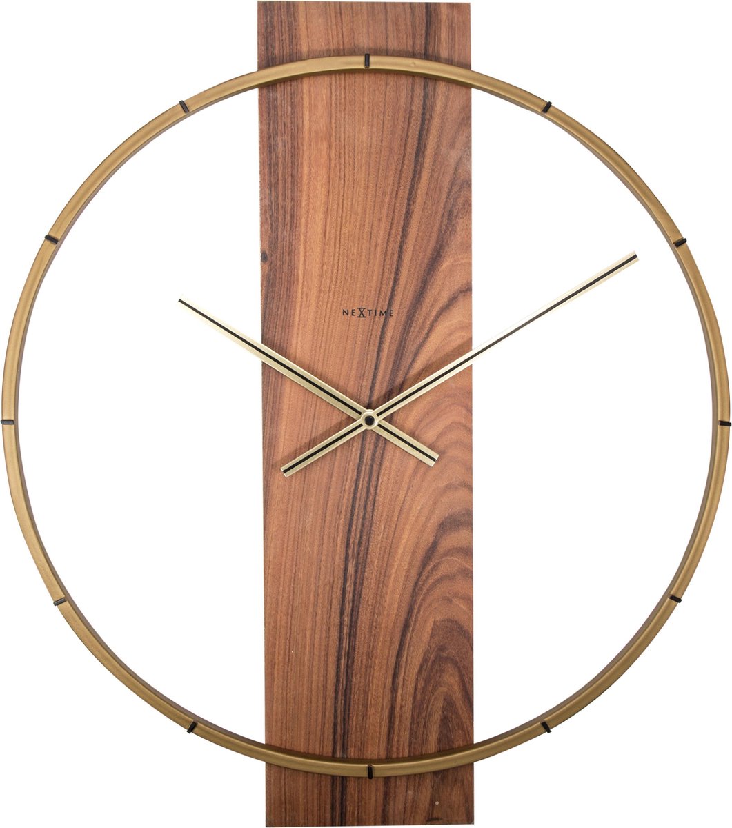 Nextime carl – wandklok – 50.8 × 58.2 × 4.3 cm – hout staal – bruin