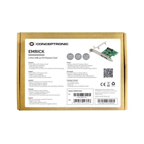 IMP Concepttronic Emrick06G EMRICK 2-PORTO USB 3.0 PCIe Card, PCIE, USB 3.2 Gen 1 (3.1 Gen 1) PCI 2.0, SA