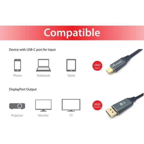 Equipaggiare 133426 USB-C al cavo DisplayPort, M M, 1,0 m, 4K 60Hz, shell