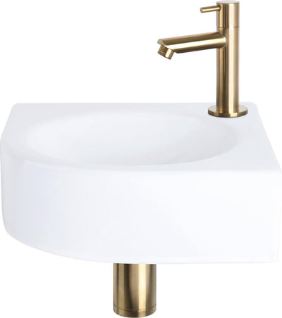 Differnz Juego de fuente Cleo - cerámica - grifo recto oro mate - 30 x 30 x 10 cm