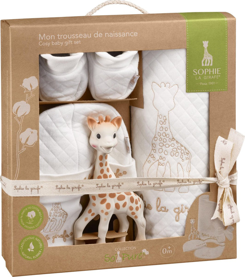 Sophie la jirafa so'pure set de nacimiento - set de regalo - regalo de maternidad - regalo de baby shower - 5 piezas - caucho natural de algodón orgánico