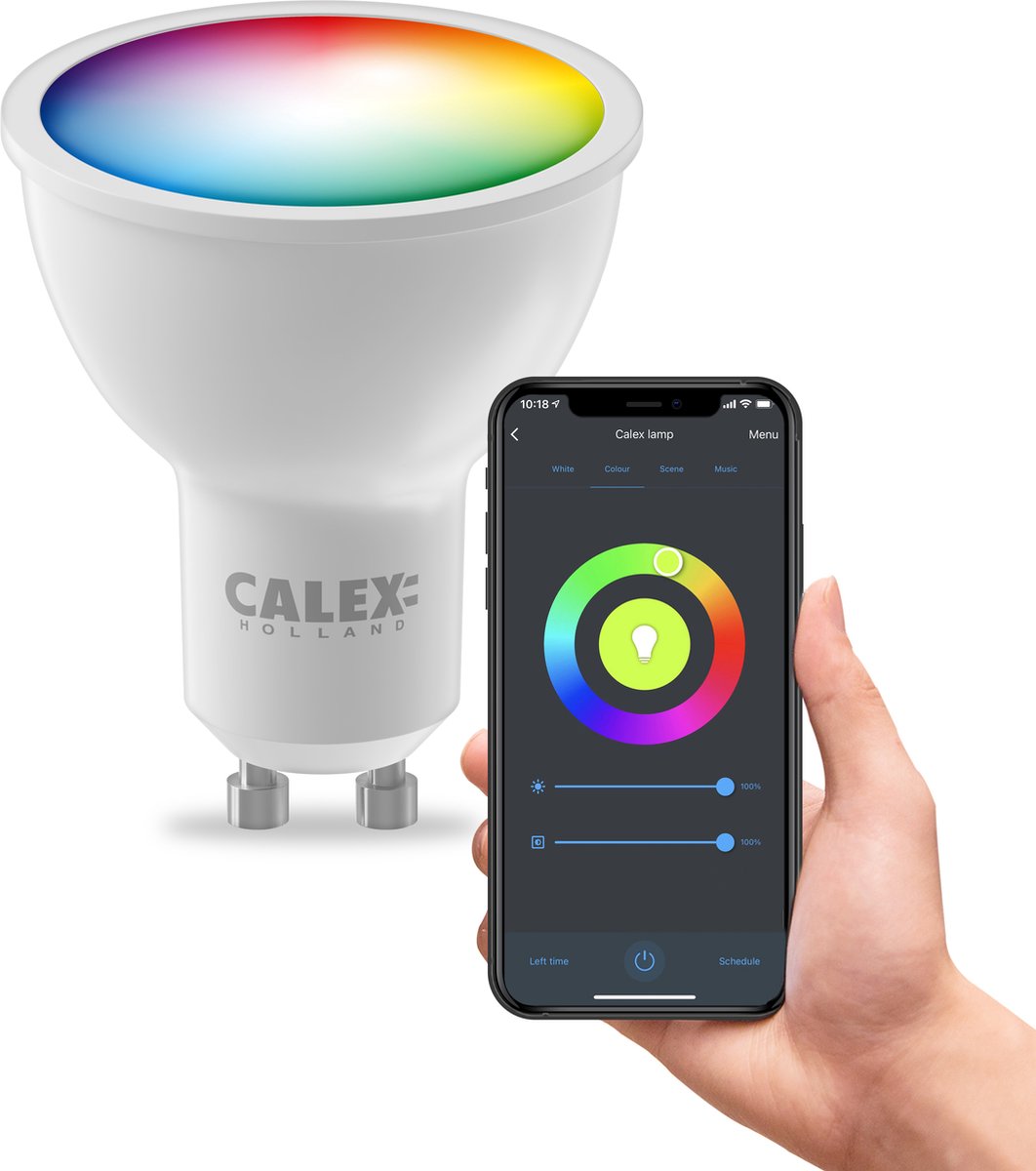 Calex slimme lamp - wifi led verlichting - gu10 - smart bulb - dimbaar - rgb en warm wit - 4.9w