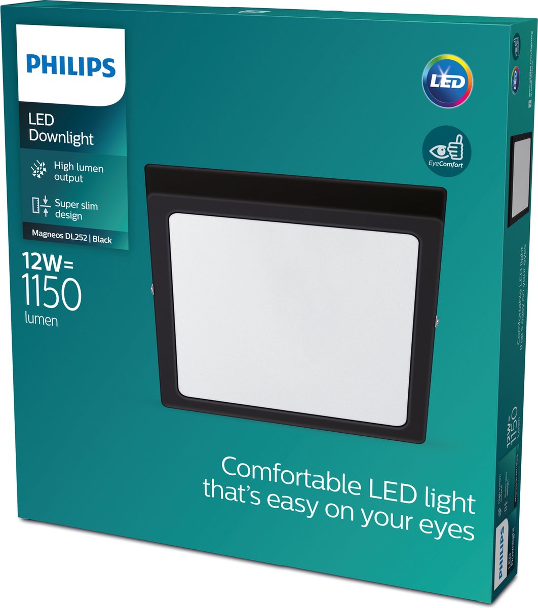 Lampada da soffitto Philips LED Philips Magneos - nera - quadrata - piccola