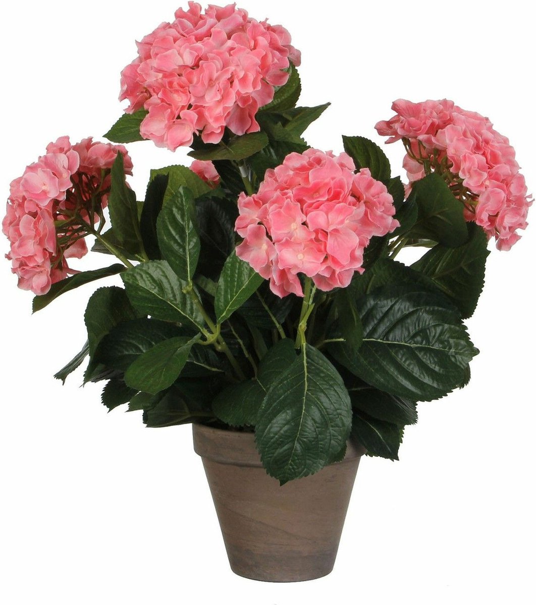 Decorazioni in mica pianta artificiale ortensia - rosa - 45 cm - in vaso - piante artificiali piante finte