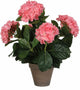 Decorazioni in mica pianta artificiale ortensia - rosa - 45 cm - in vaso - piante artificiali piante finte