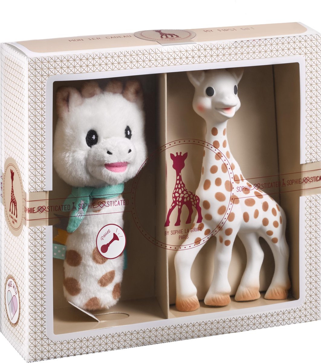 Set regalo sofisticato Sophie la giraffa - giocattoli per bambini - sonaglino - regalo di maternità - regalo per baby shower - 4 pezzi