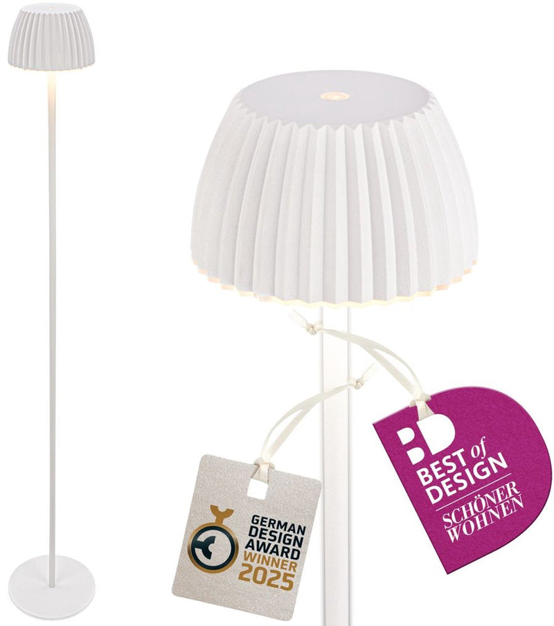 B.k.licht briloner champ - lámpara de pie recargable - lámpara de pie inalámbrica - regulable - regulable en altura - para interior y exterior - blanco - ø19 x 124 cm