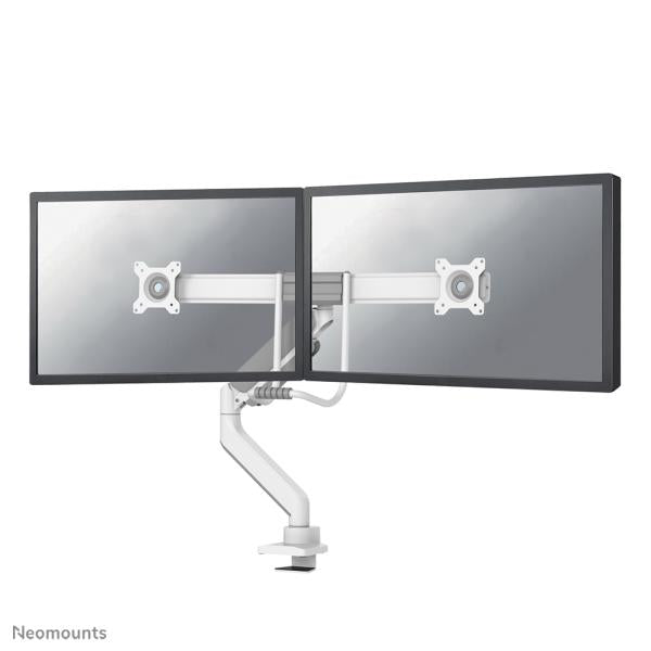 Neomounts neomounts ds75-450wh2 full-motion screen desk mount, 2 screens, topfix clamp grommet