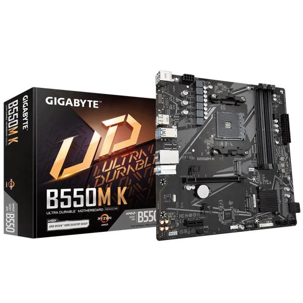 Gigabyte Gigabyte B550M K, AMD, Socket AM4, B550, DDR4, Dual PCIe 4.0 3.0 M.2