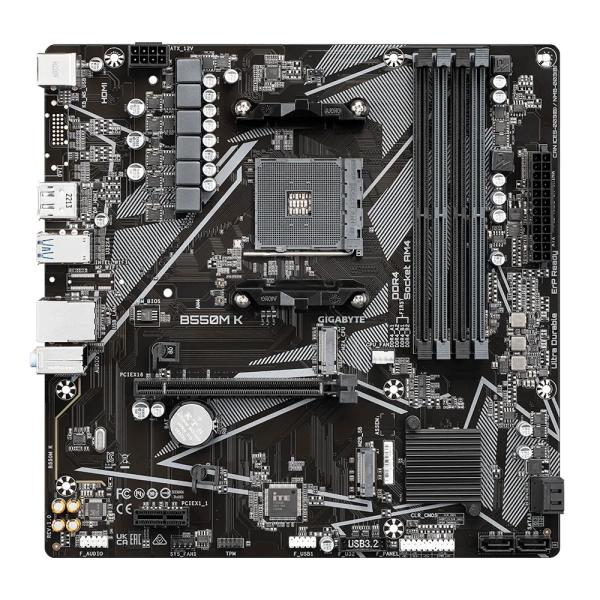Gigabyte Gigabyte B550M K, AMD, Socket AM4, B550, DDR4, Dual PCIe 4.0 3.0 M.2