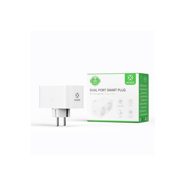 Imp Woox R6153 Smart Double Plug con medidor de energía y conexión a tierra